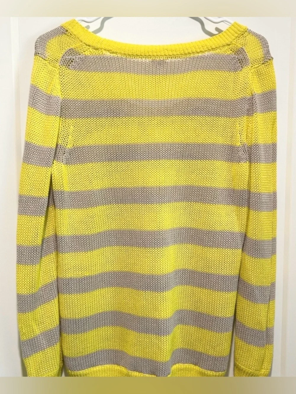 J.Crew Yellow Gray Striped Lightweight Cotton Sweater Size Small